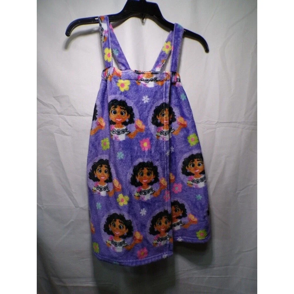 Disney Encanto Girls Robe One Size Purple Fleece Mirabel Plush Bath Wrap
